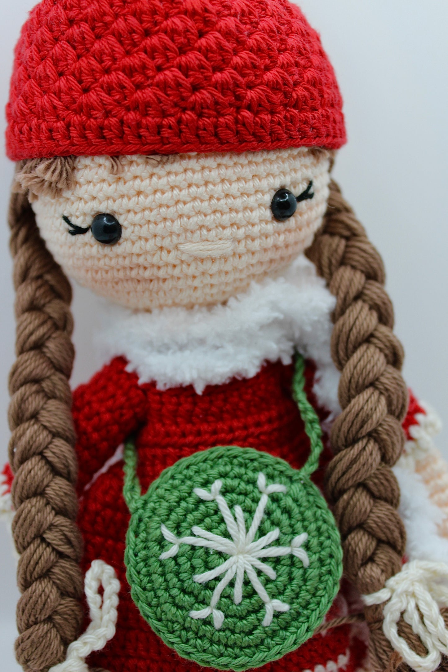 Christmas Dressed Handmade Doll with Green Dress 30 cm