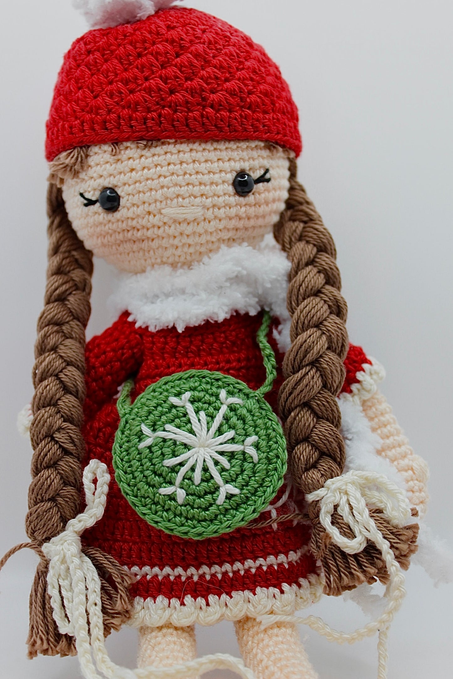 Christmas Dressed Handmade Doll with Green Dress 30 cm