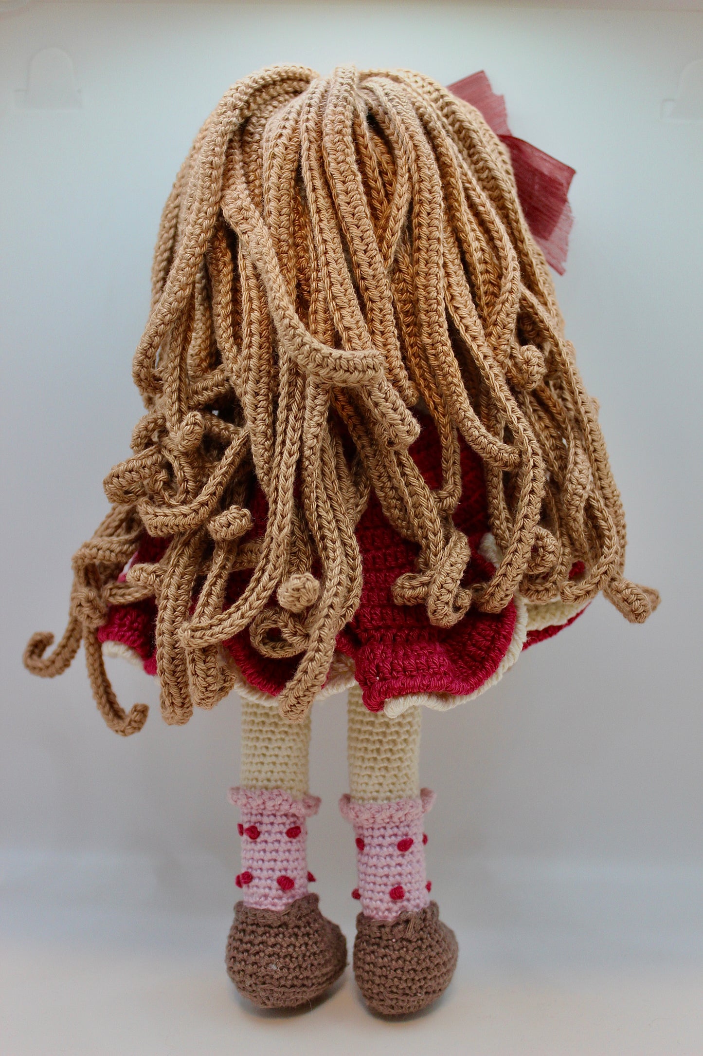 Handmade Doll in Red Dress with Bow 30 cm