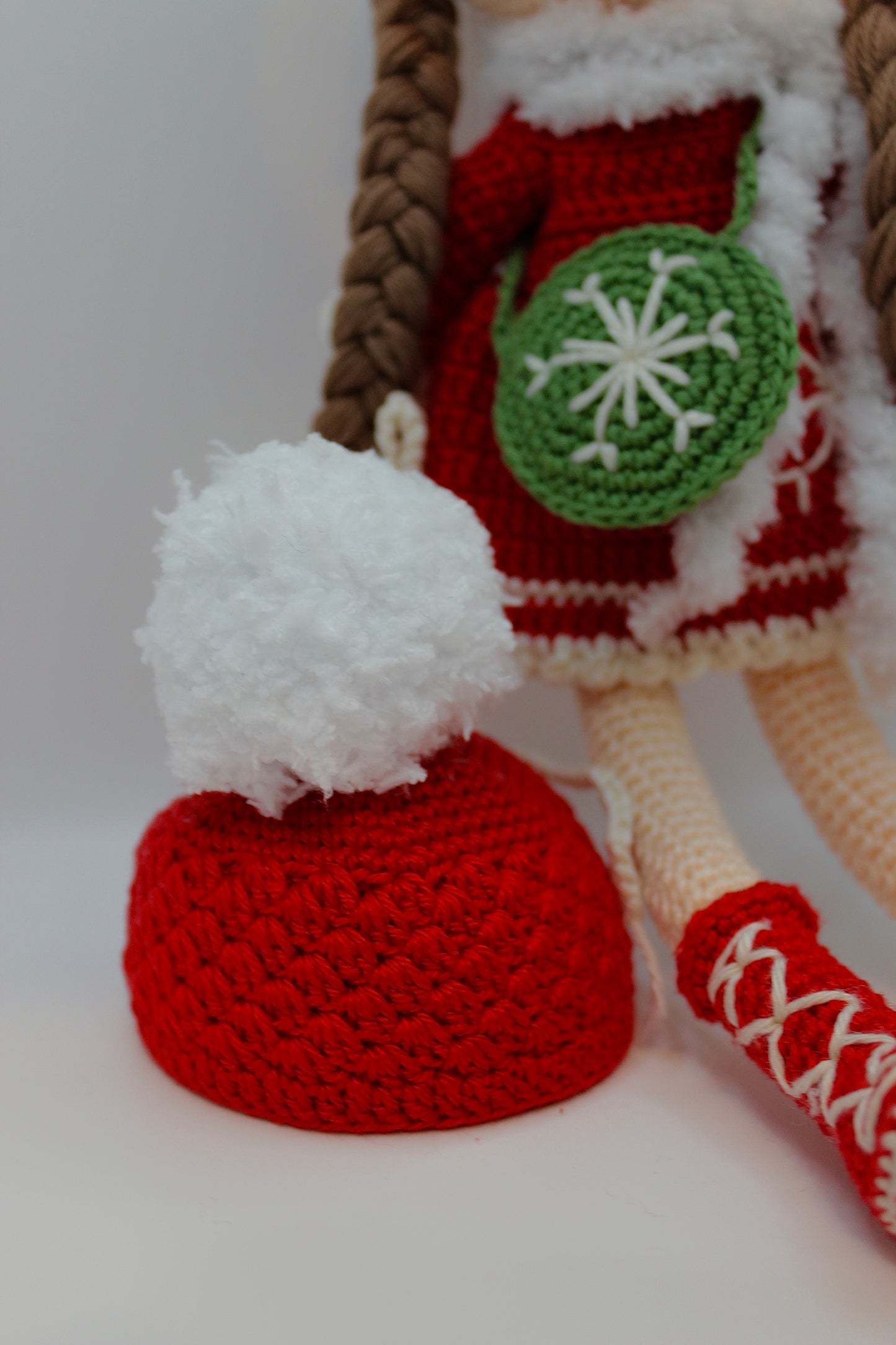 Christmas Dressed Handmade Doll with Green Dress 30 cm