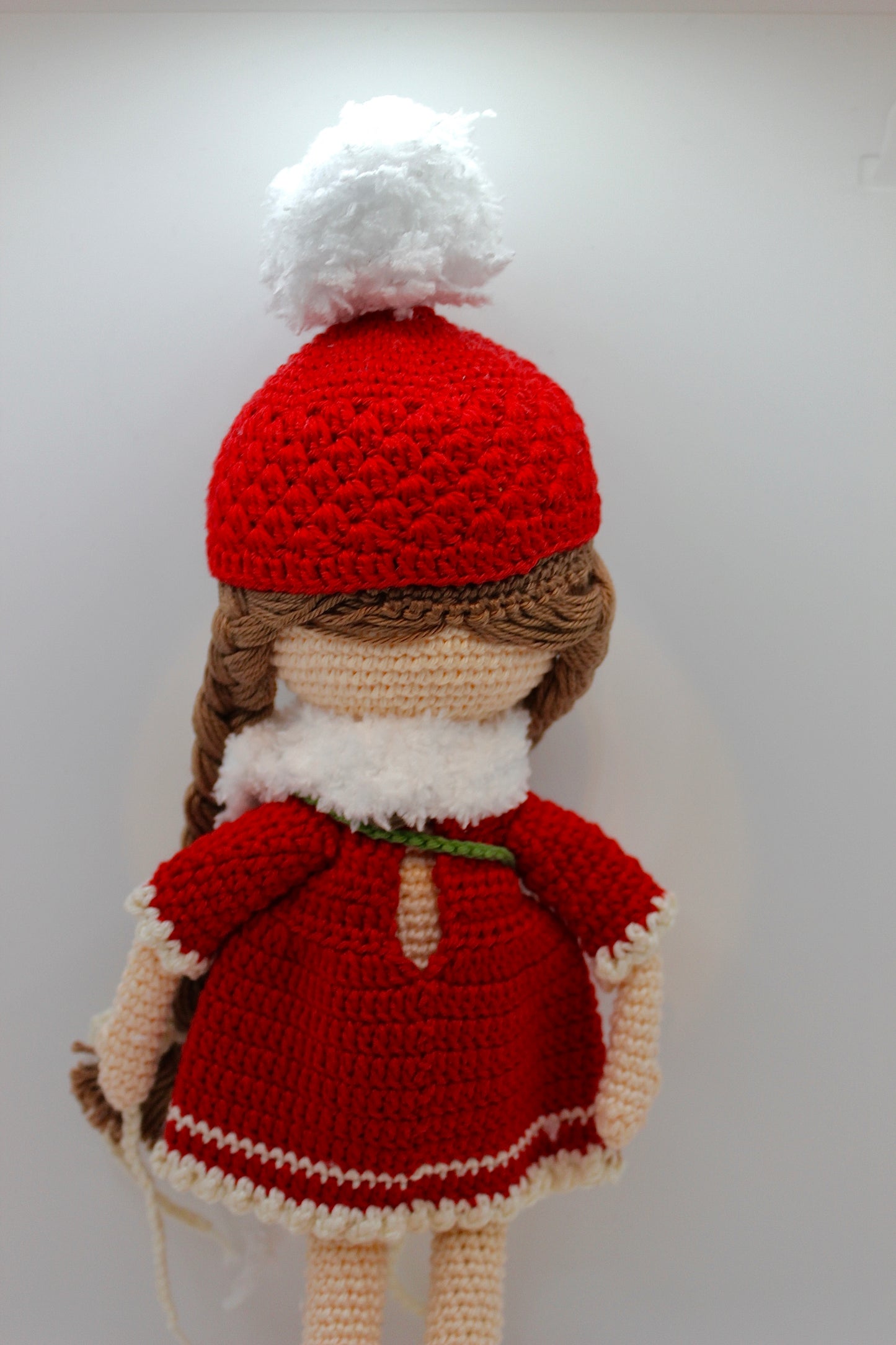 Christmas Dressed Handmade Doll with Green Dress 30 cm