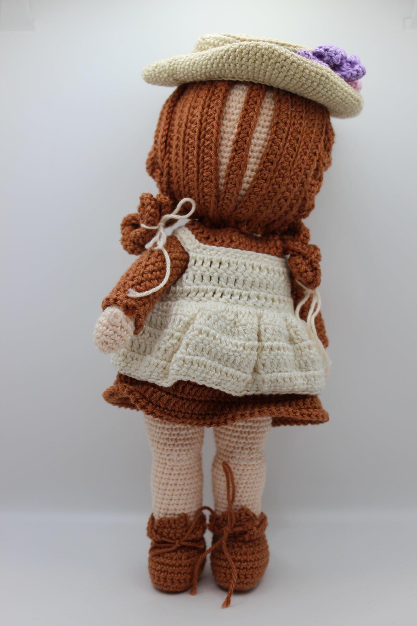 Handmade Doll in Brown Dress &amp; Hat