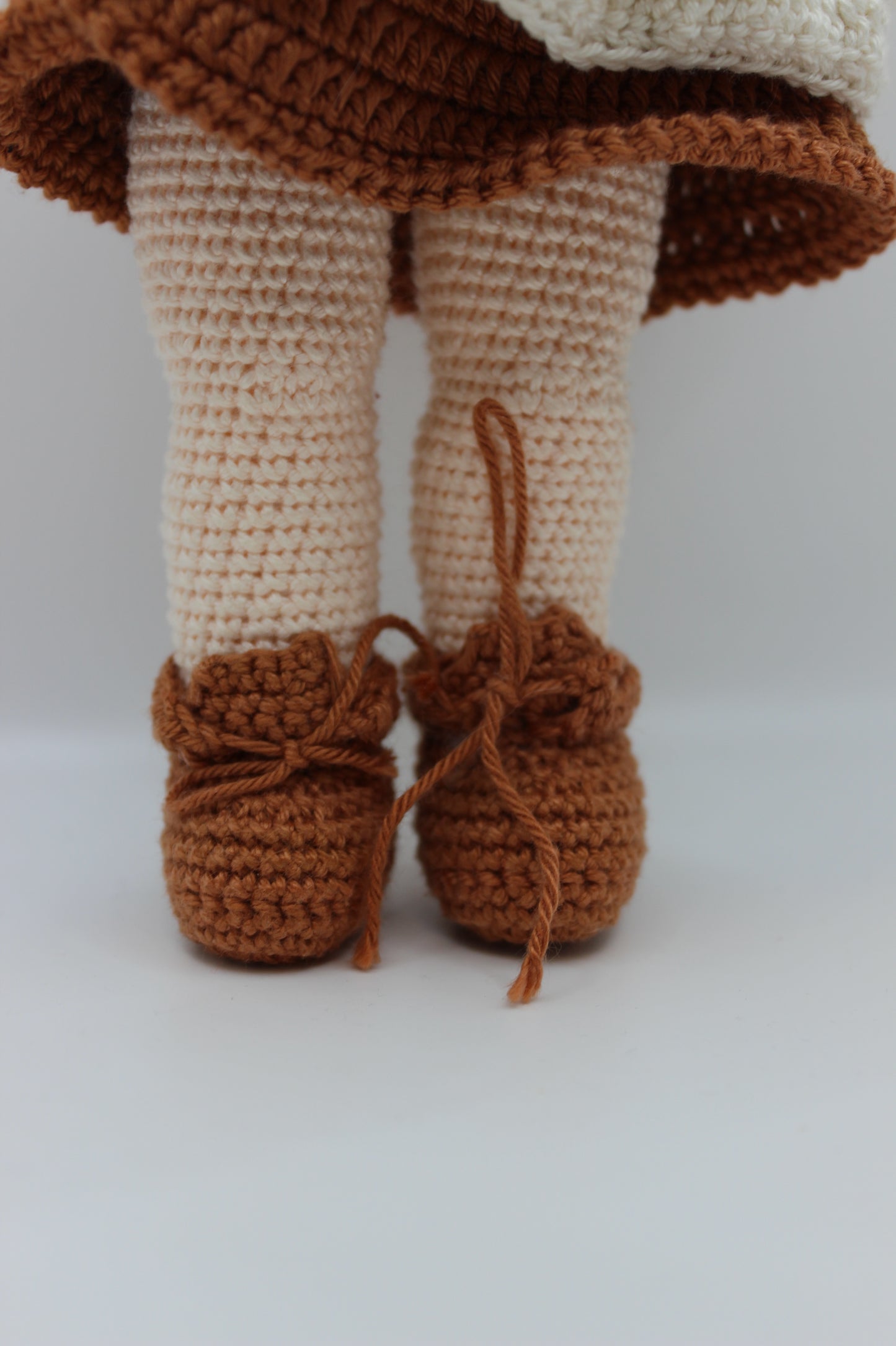 Handmade Doll in Brown Dress &amp; Hat