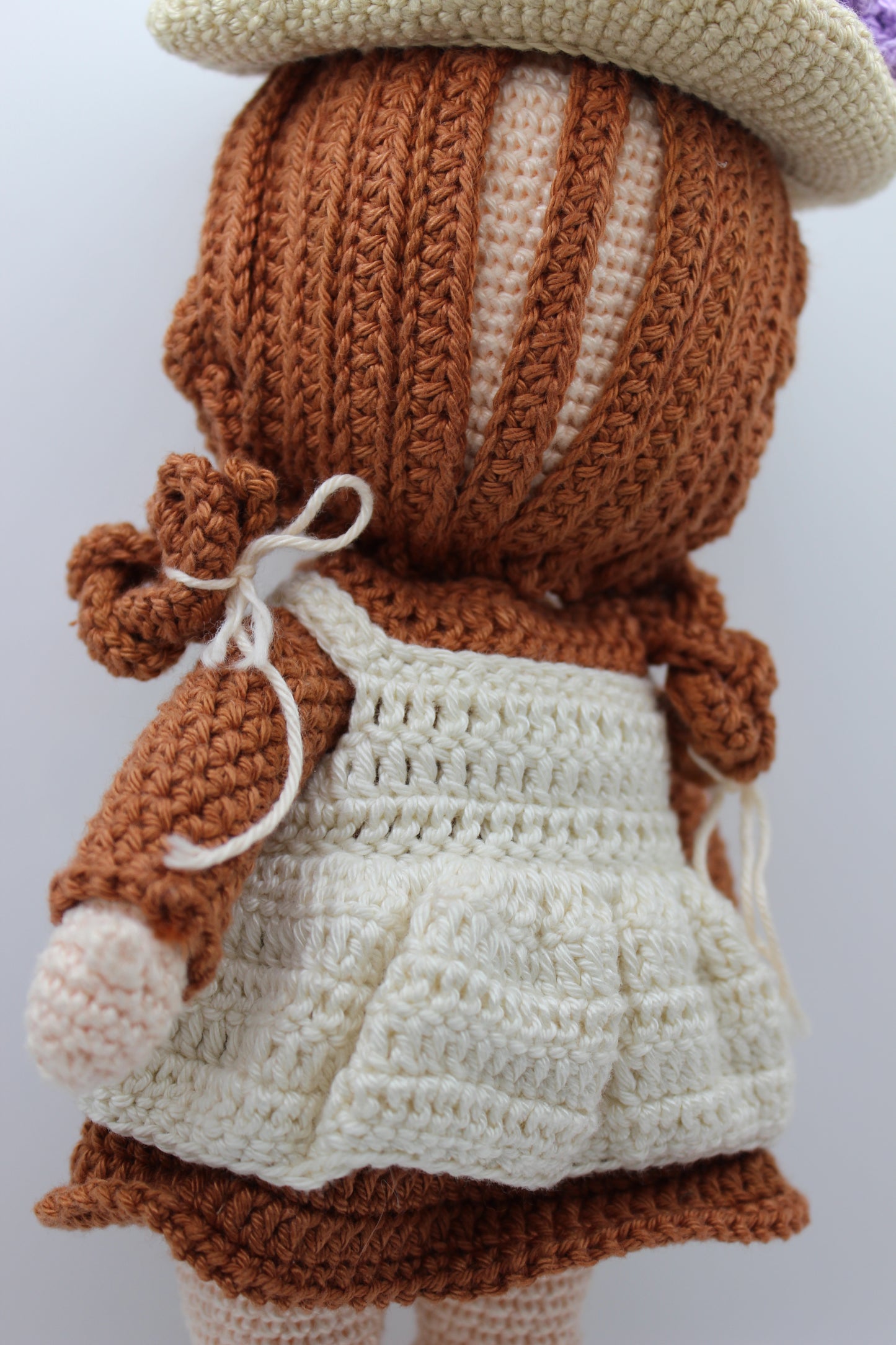 Handmade Doll in Brown Dress &amp; Hat